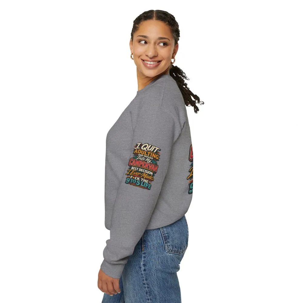 Unisex Heavy Blend™ Crewneck Sweatshirt — "I Quit Adulting" Design F**K-Line