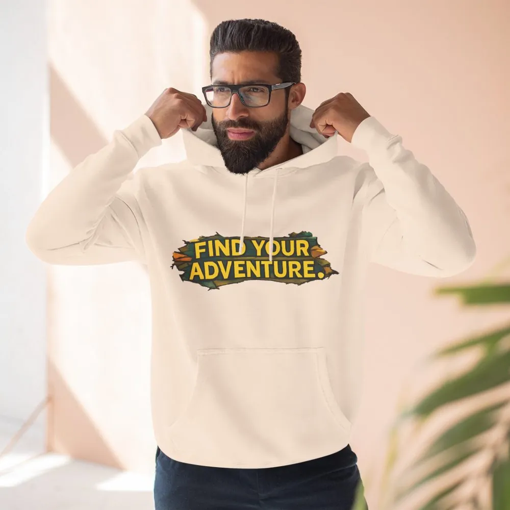 3841037033771288346_2048.jpeg Three-Panel Fleece Hoodie - ""Find Your Adventure"" Design Cubic-Line