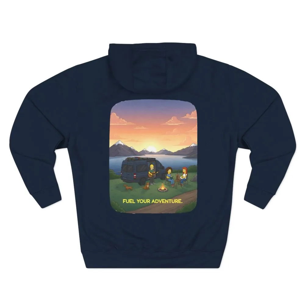 Three-Panel Fleece Hoodie - "Fuel Your Adventure" Design Sitcom-Line