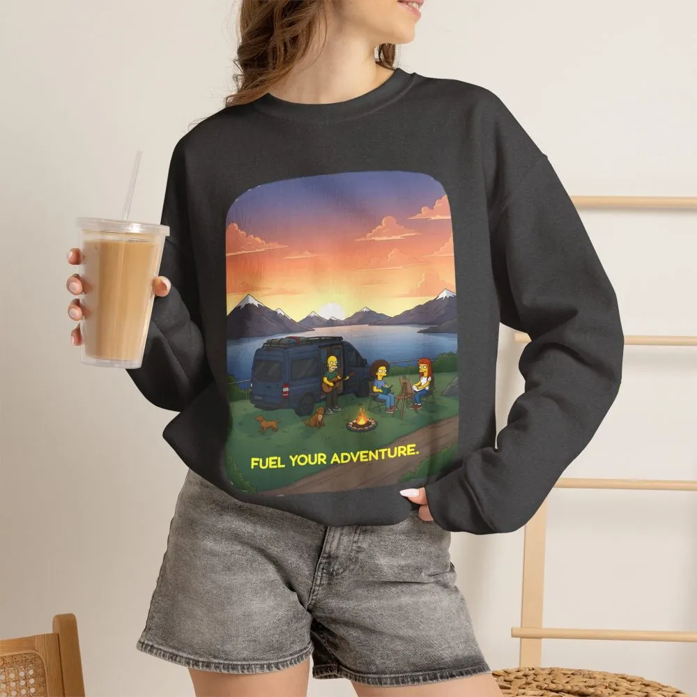 Unisex Heavy Blend™ Crewneck Sweatshirt — "Fuel Your Adventure" Design Sitcom-Line