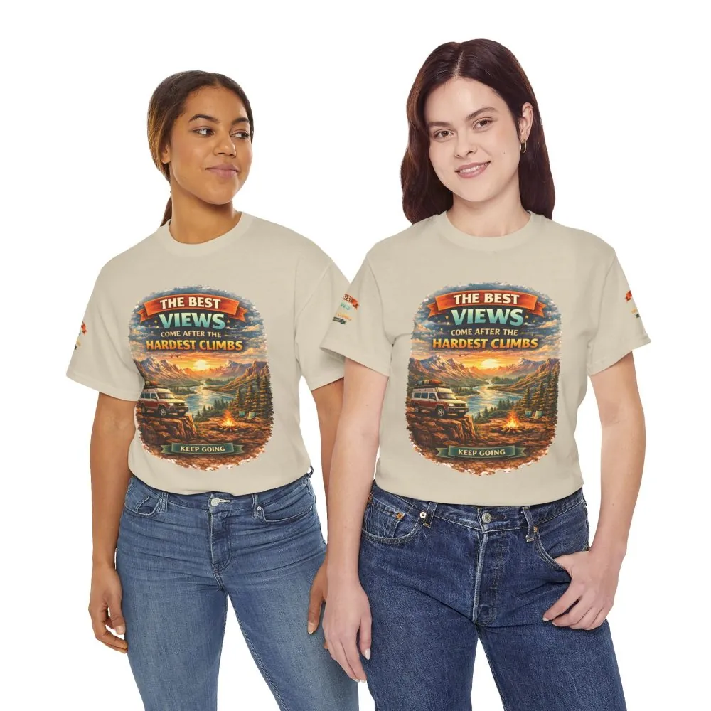 Unisex Heavy Cotton Tee — "The Best Views" Design Scenic-Line