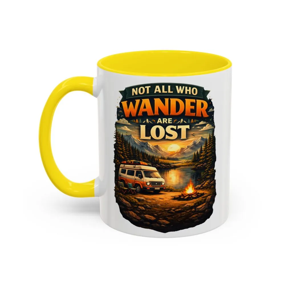 Accent Coffee Mug (11, 15oz) — "Not All Who Wander Are Lost" Design Scenic-Line