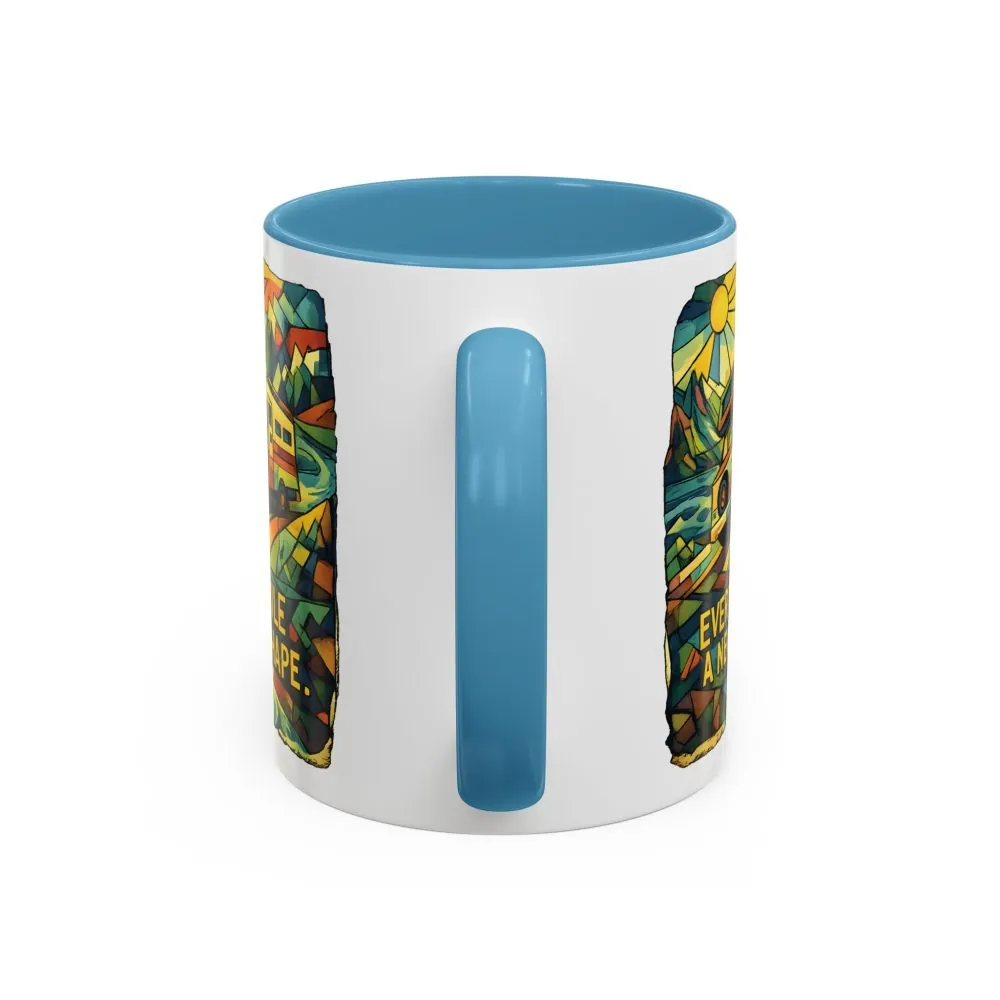 Accent Coffee Mug (11, 15oz) — "Every Mile A New Shape" Design Cubic-Line