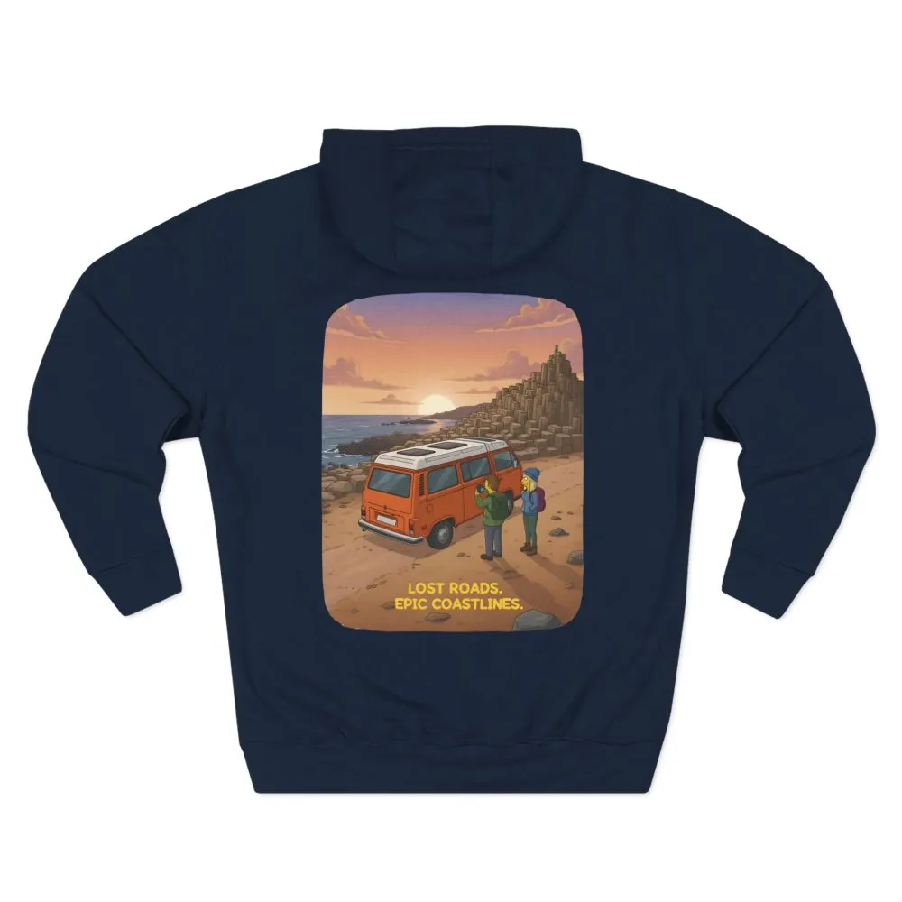 3857237307268537278_2048.jpeg Three-Panel Fleece Hoodie - "Lost Roads Epic Coastlines" Design Sitcom-Line