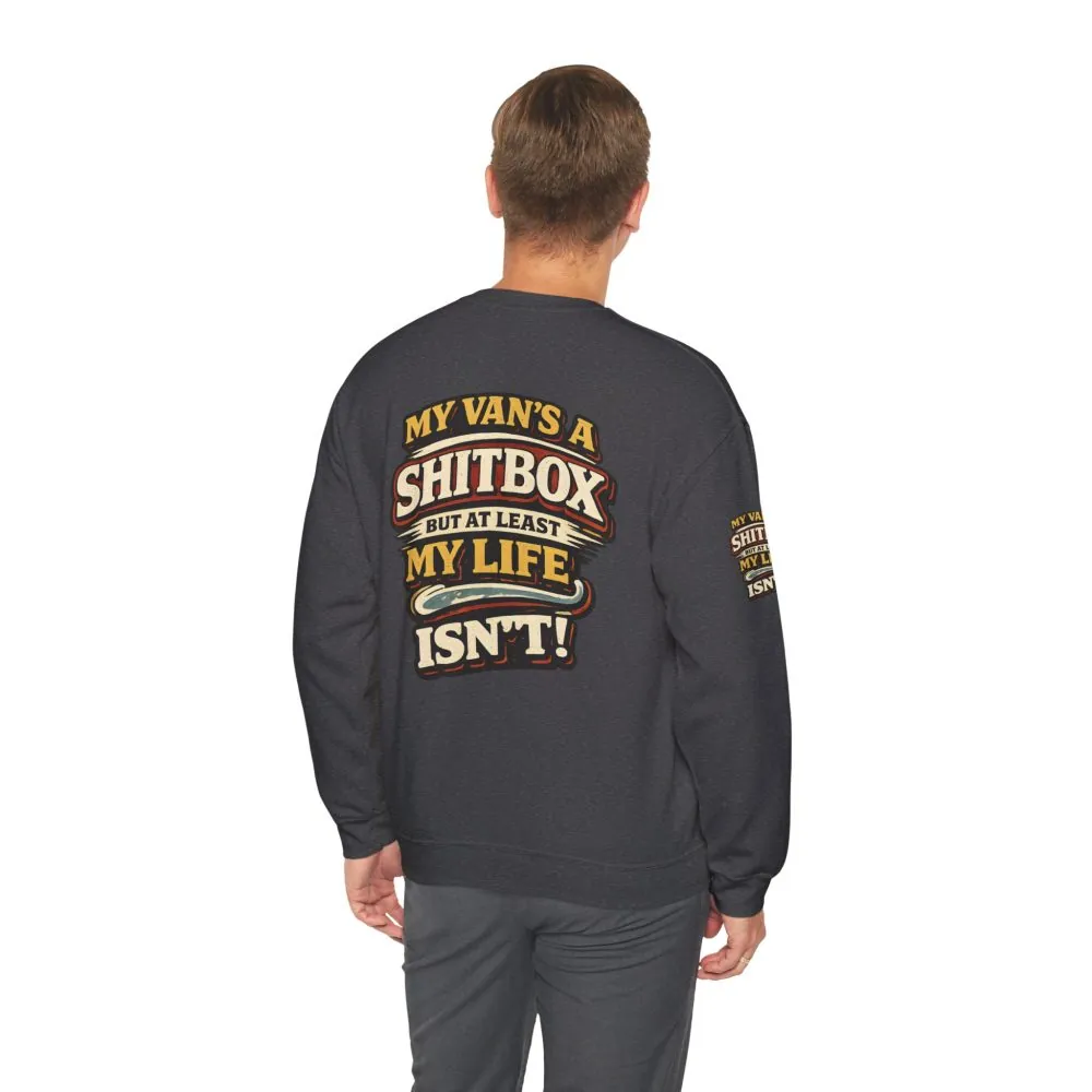 Unisex Heavy Blend™ Crewneck Sweatshirt — "My Van`s A Shitbox" Design F**K-Line