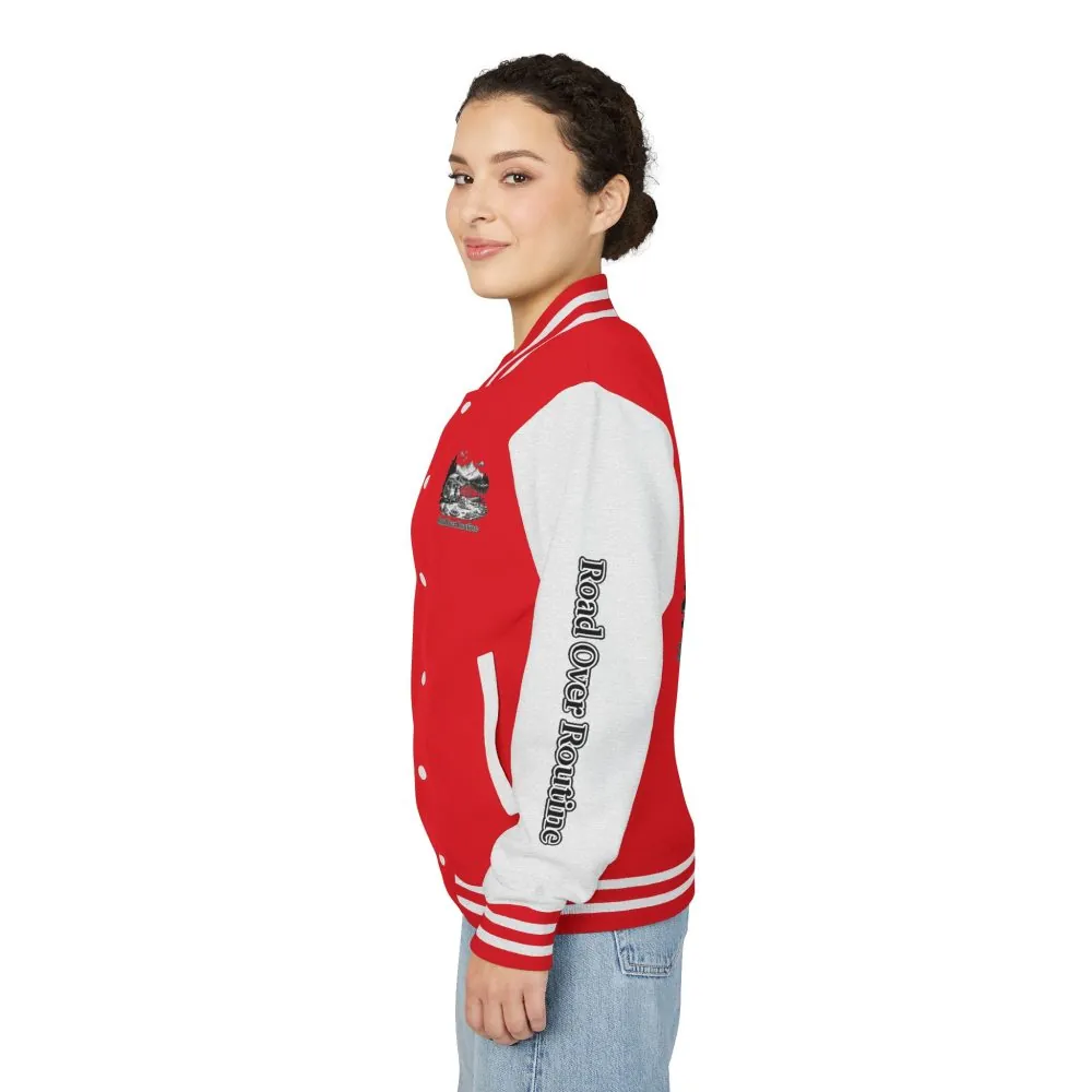 Unisex Heavyweight Letterman Jacket — "Road Over Routine" Travel Varsity Coat