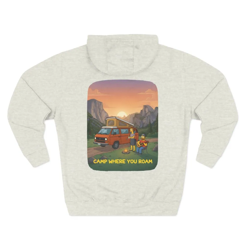Three-Panel Fleece Hoodie - "Camp Where You Roam" Design Sitcom-Line