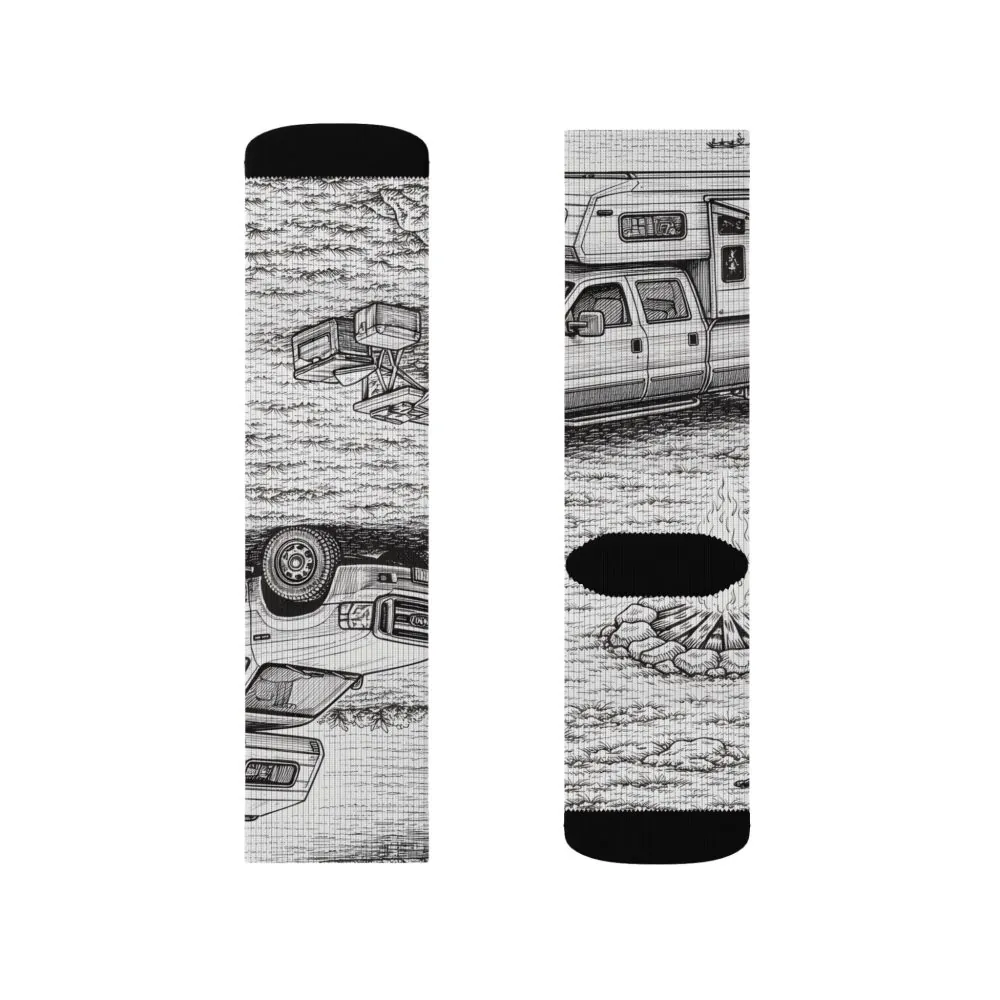 Sublimation Socks — Retro Camper Roadtrip Crew Socks