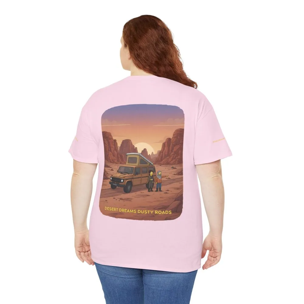 Unisex Heavy Cotton Tee — "Desert Dreams Dusty Roads" Design Sitcom-Line