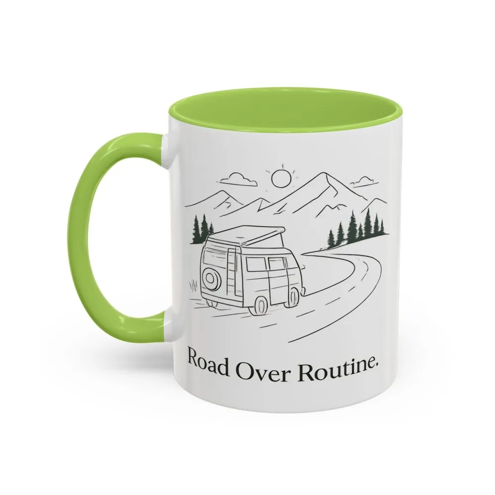 3911117460886066693_2048.jpeg Accent Coffee Mug (11, 15oz) — "Road Over Routine" Design Minimal-Line