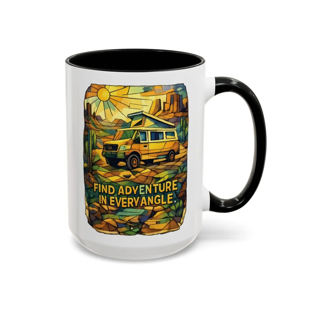 3913103380575628770_2048.jpeg Accent Coffee Mug (11, 15oz) — "Find Adventure In Every Corner" Design Cubic-Line
