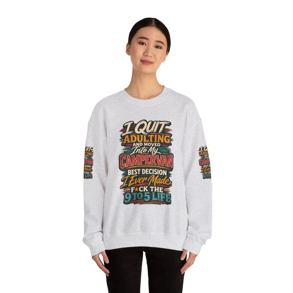 Unisex Heavy Blend™ Crewneck Sweatshirt — "I Quit Adulting" Design F**K-Line
