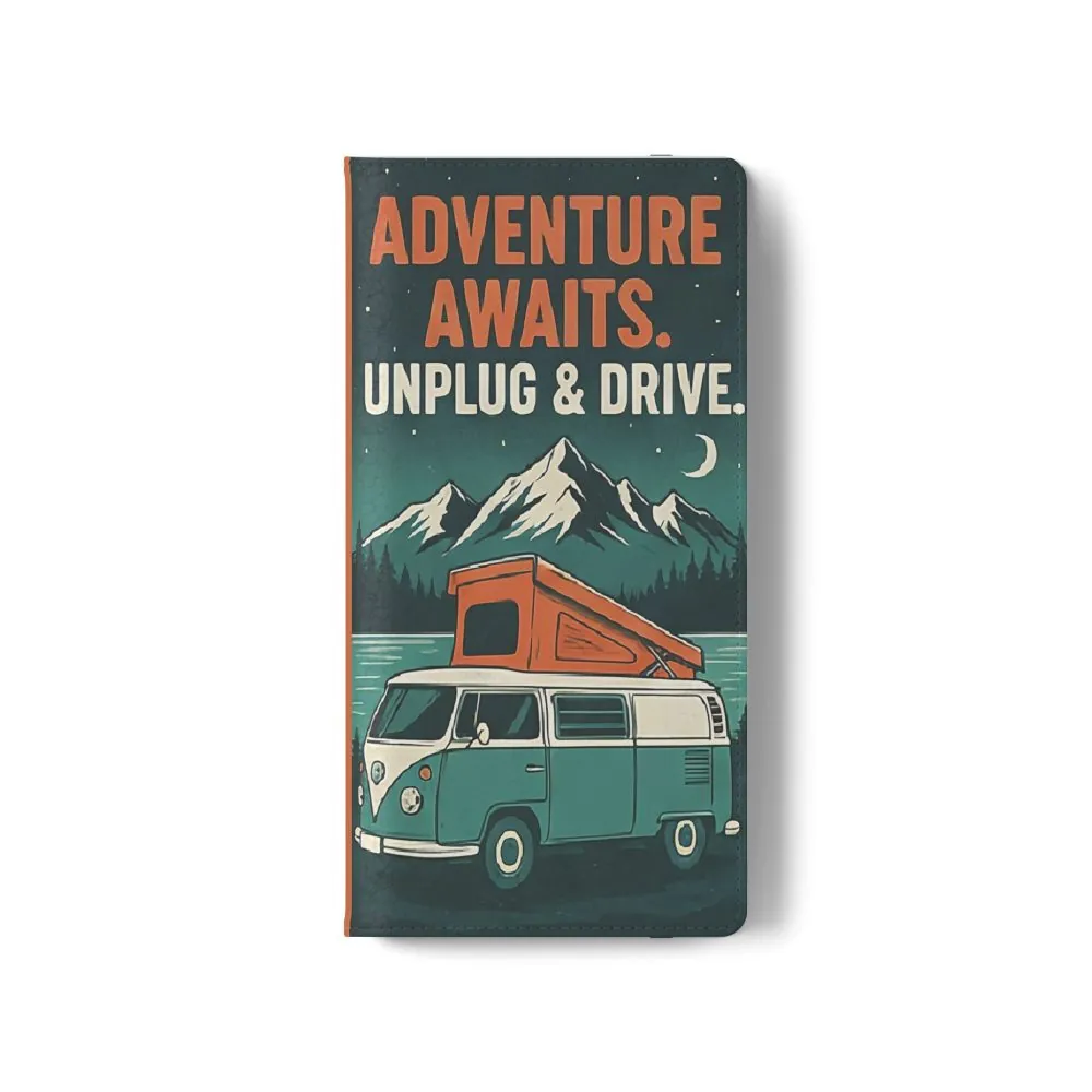 Flip Phone Case — "Adventure Awaits, Fuel Your Journey, Not the WiFi" Wallet Cover