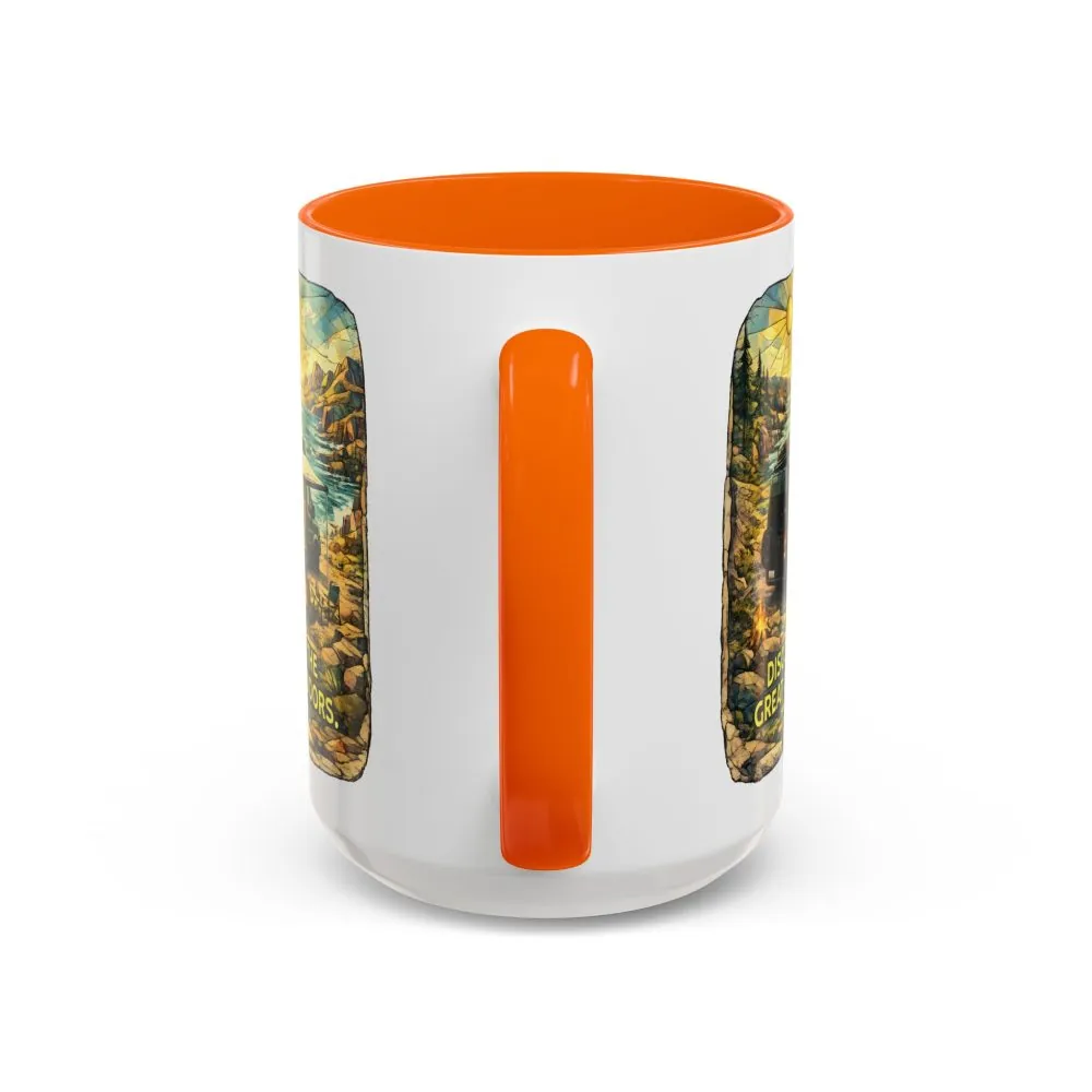 Accent Coffee Mug (11, 15oz) — "Discover The Great Outdoors" Design Cubic-Line