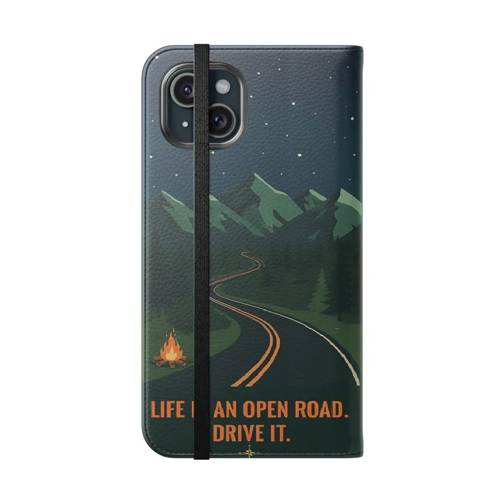 3929216048601822040_2048.jpeg Flip Phone Case — "Roam More Worry Less - Life Is An Open Road" Phone Wallet