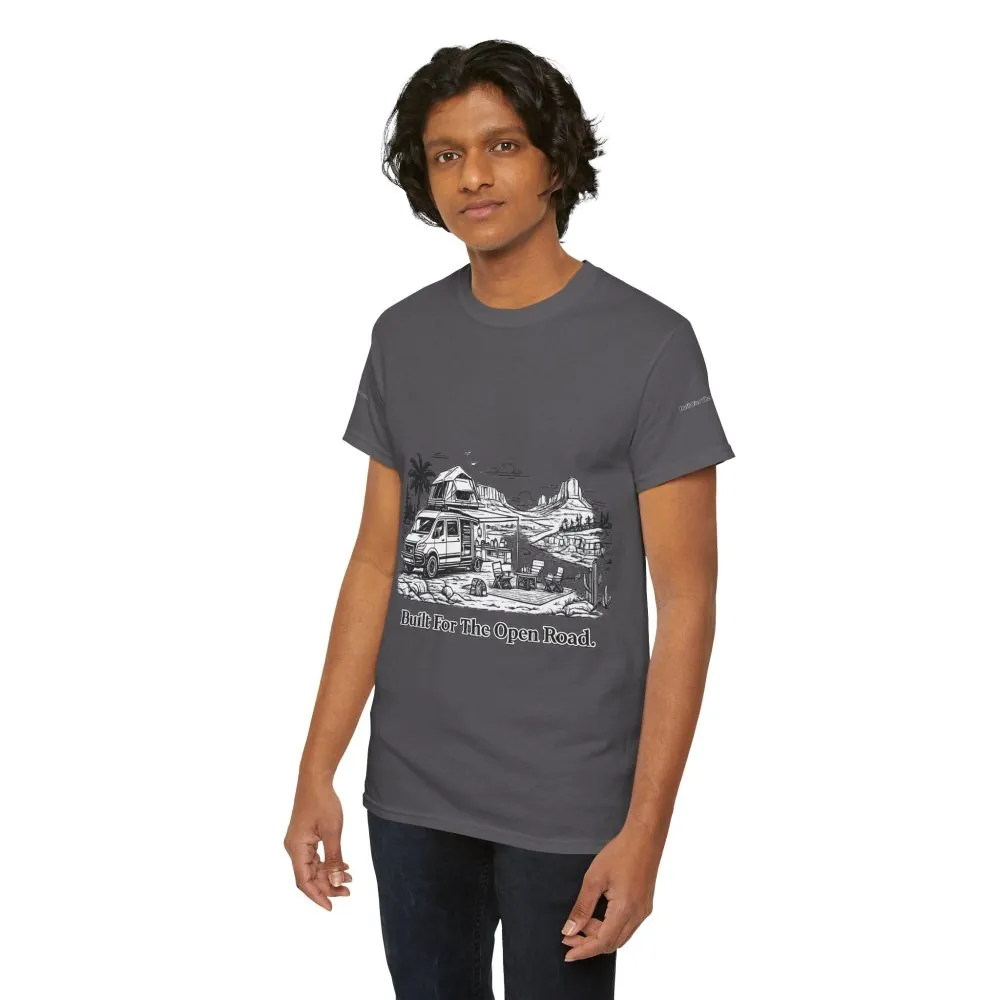 3934005841893477939_2048.jpeg Unisex Heavy Cotton Tee — "Built For The Open Road" Design Minimal-Line