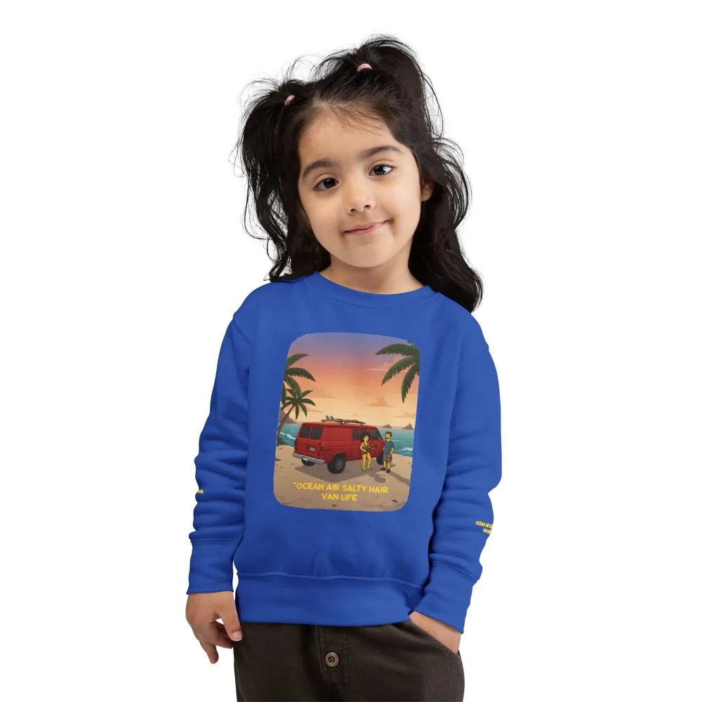 3942089497542930108_2048.jpeg Toddler Sweatshirt - "Ocean Air Salty Hair Van Life" (Design Sitcom-Line)