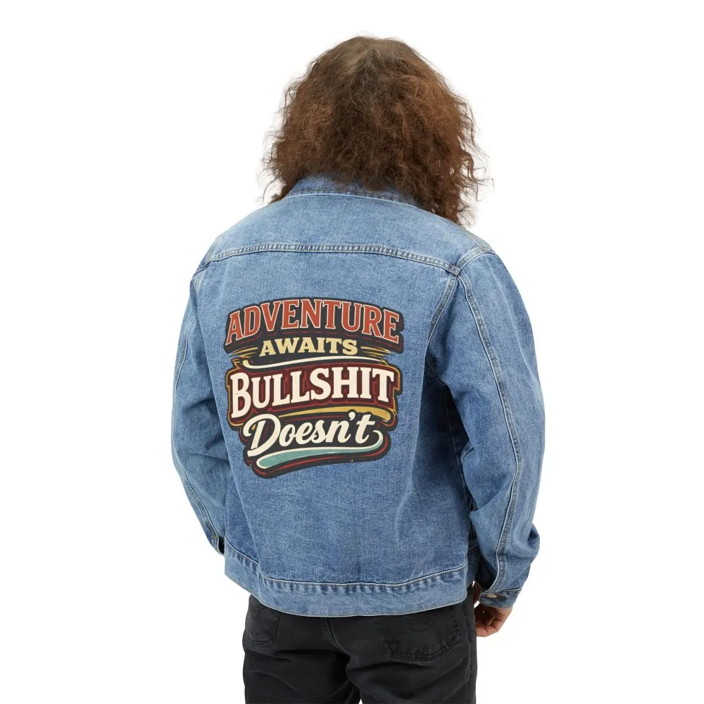 Men's Denim Jacket — "Adventure Awaits" Design F**K-Line