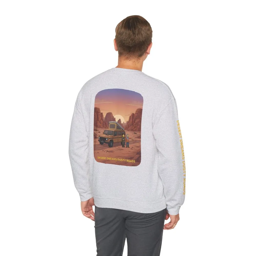 Unisex Heavy Blend™ Crewneck Sweatshirt — "Desert Dreams Dusty Roads" Design Sitcom-Line
