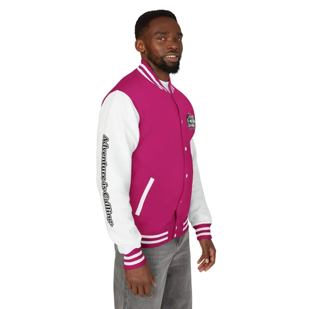 Unisex Heavyweight Letterman Jacket — "Adventure Is Calling" Travel Varsity Coat