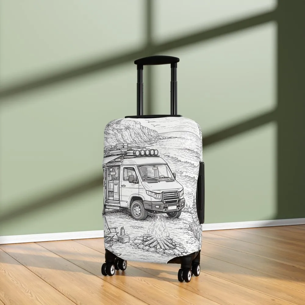 Luggage Cover — Adventure Camper Sketch Travel Suitcase