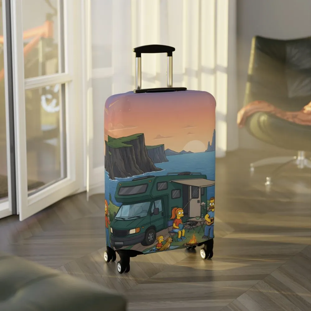 Luggage Cover — Adventure Camper Sketch Travel Suitcase(Design Sitcom-Line)