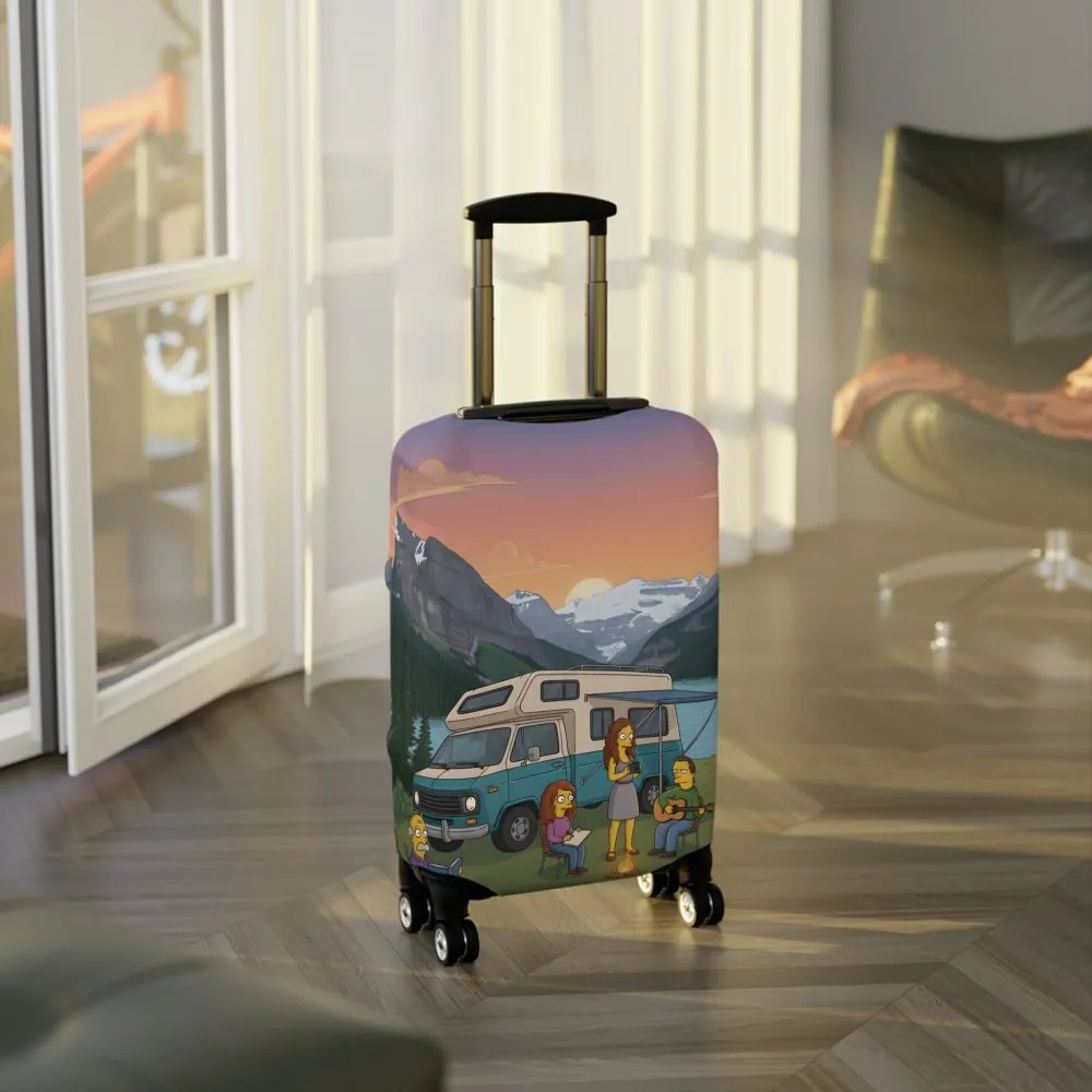 Luggage Cover — Adventure Camper Sketch Travel Suitcase(Design Sitcom-Line)