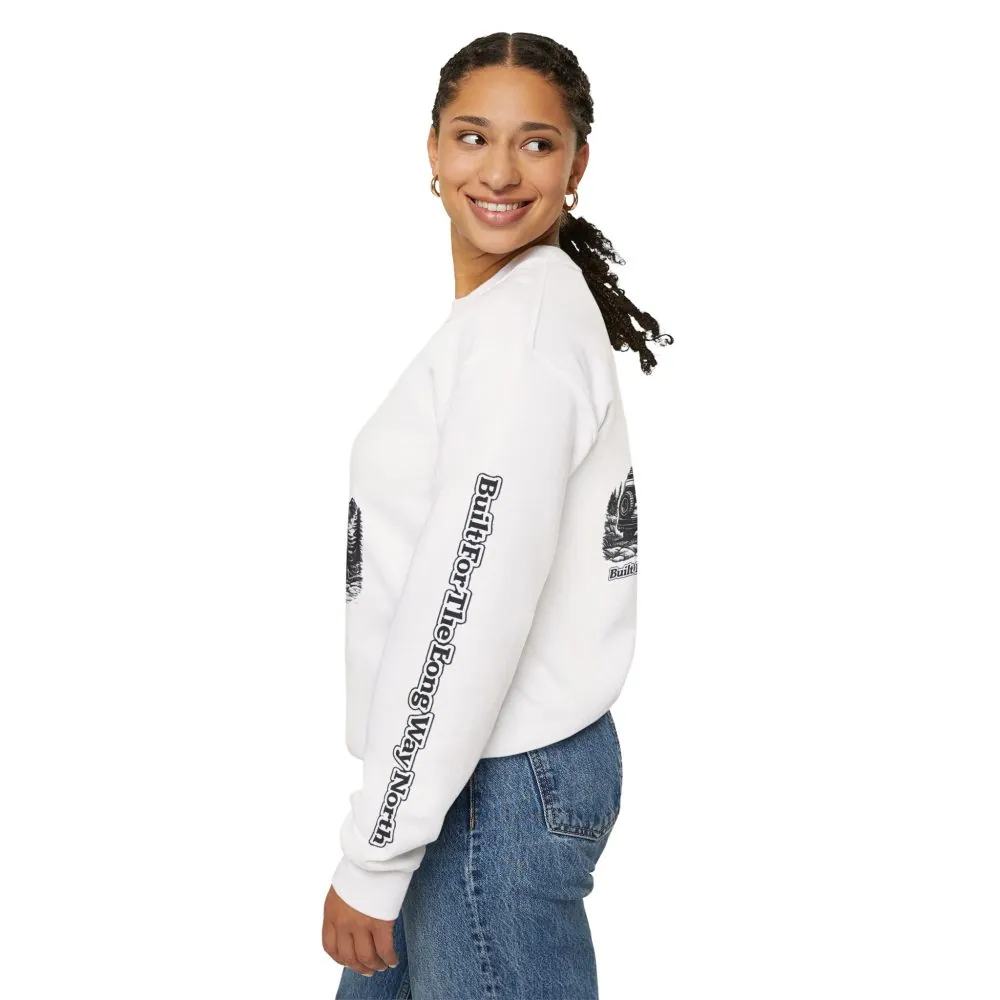 Unisex Heavy Blend™ Crewneck Sweatshirt — "Built For The Long Way North" Design Minimal-Line