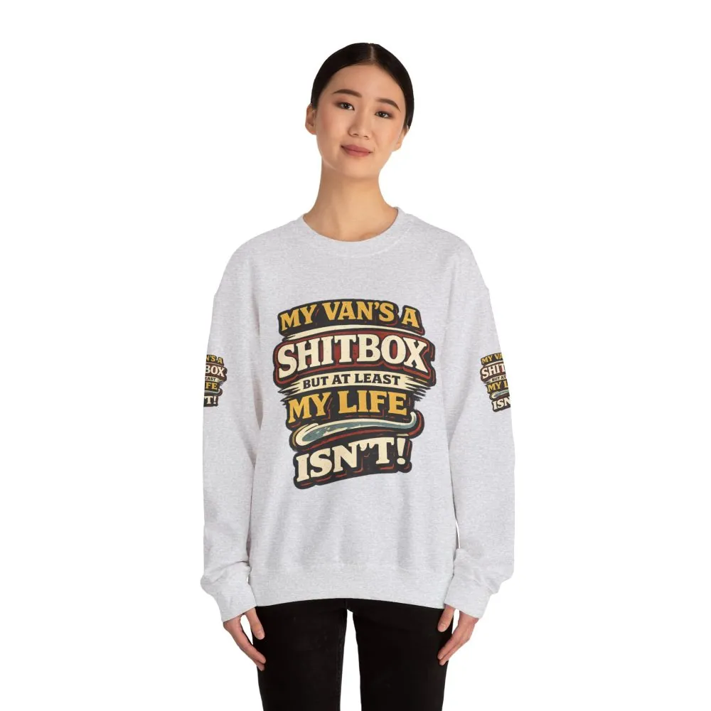 Unisex Heavy Blend™ Crewneck Sweatshirt — "My Van`s A Shitbox" Design F**K-Line