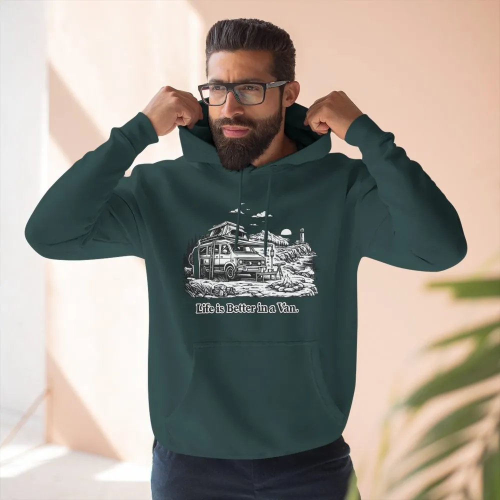4010703488087593953_2048.jpeg Three-Panel Fleece Hoodie - "Life Is Better In A Van" Design Minimal-Line