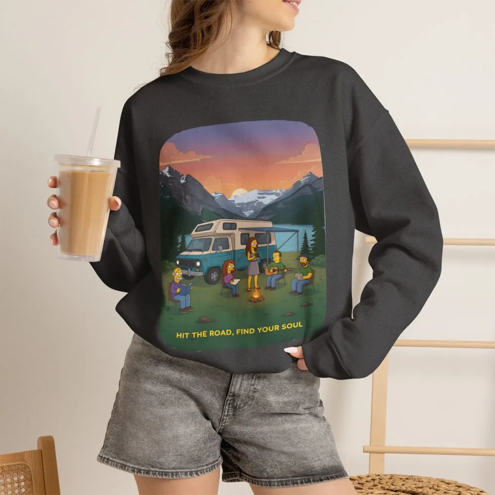Unisex Heavy Blend™ Crewneck Sweatshirt — "Hit The Road-Find Your Soul" Design Sitcom-Line