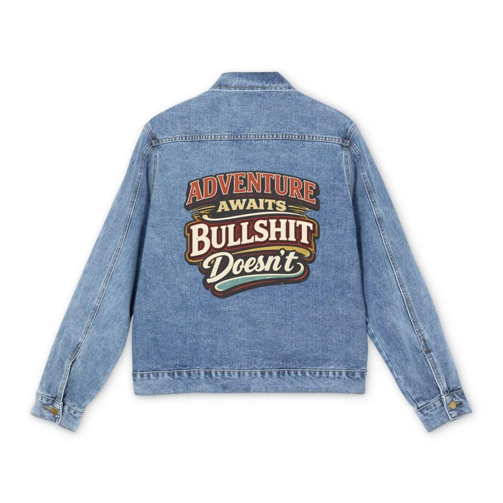 Men's Denim Jacket — "Adventure Awaits" Design F**K-Line