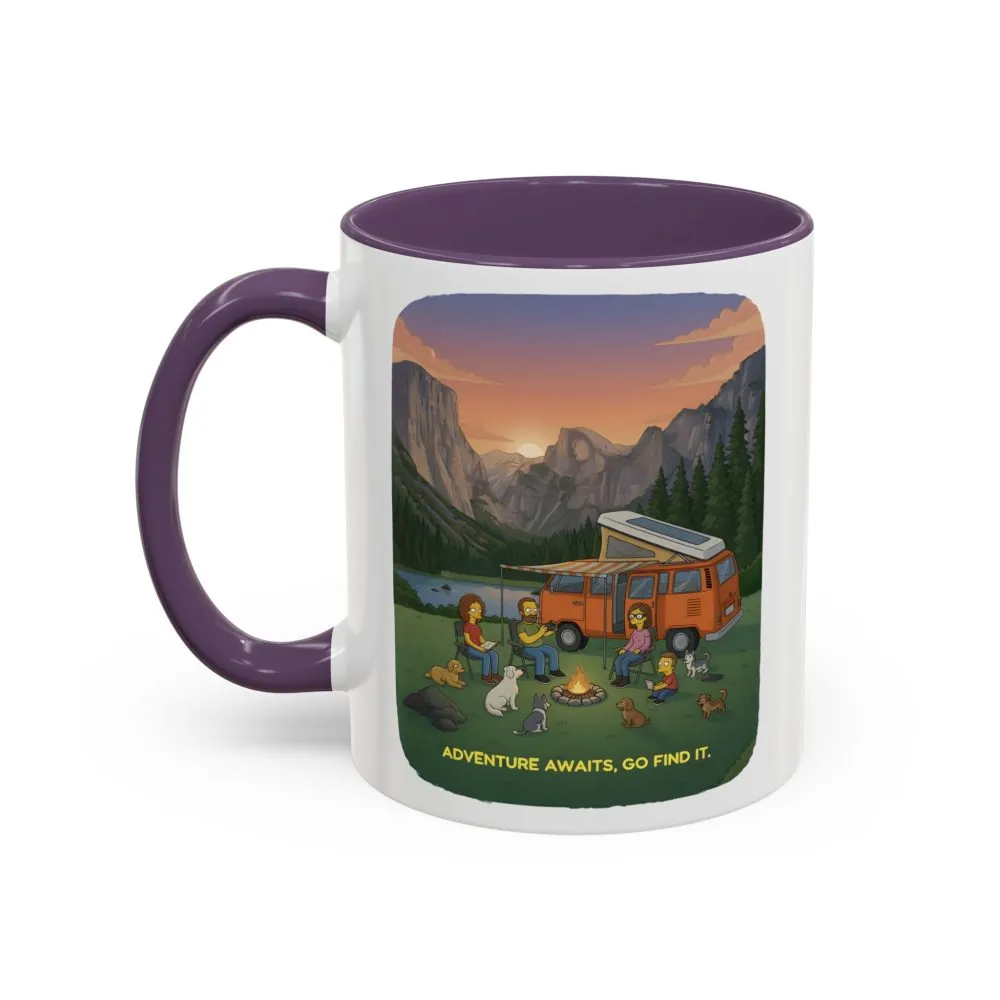 Accent Coffee Mug (11, 15oz) — "Adventure Awaits-Go Find It"" Design Sitcom-Line