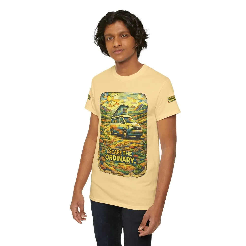 Unisex Heavy Cotton Tee — "Escape The Ordinary" Design Cubic-Line