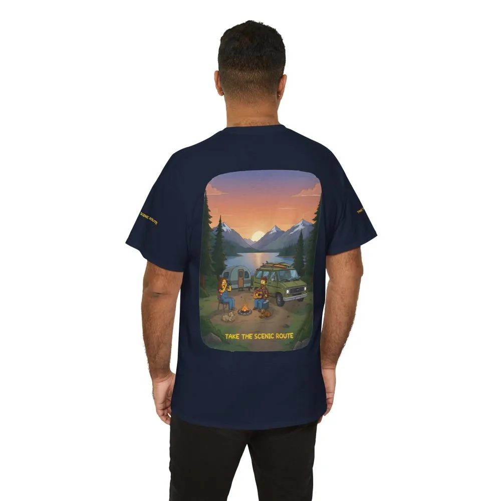 Unisex Heavy Cotton Tee — "Take The Scenic Route" Design Sitcom-Line