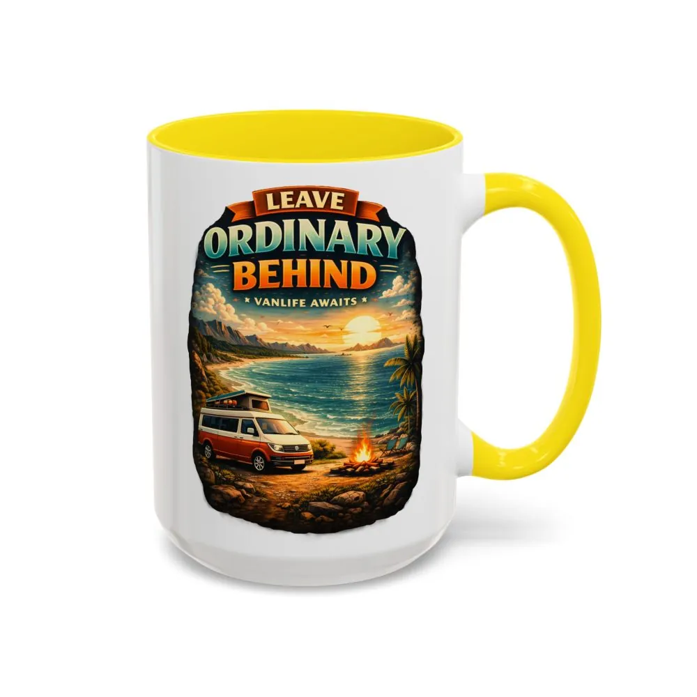 Accent Coffee Mug (11, 15oz) — "Leave Ordinary Behind" Design Scenic-Line