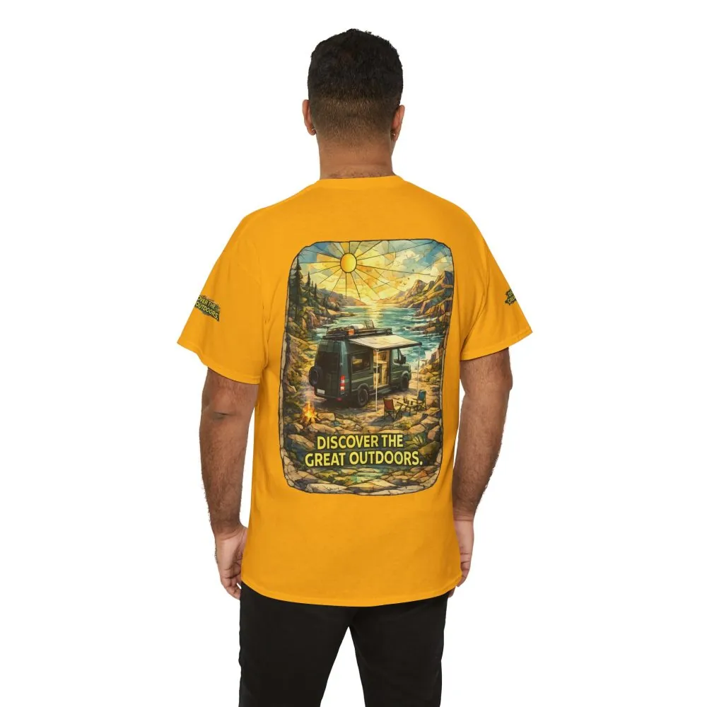 Unisex Heavy Cotton Tee — "Discover The Great Outdoors" Design Cubic-Line
