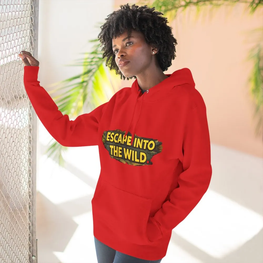Three-Panel Fleece Hoodie - "Escape Into The Wild" Design Cubic-Line