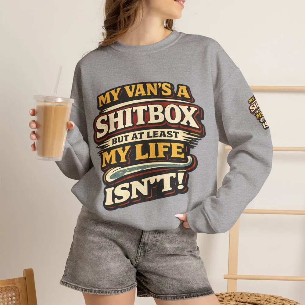 Unisex Heavy Blend™ Crewneck Sweatshirt — "My Van`s A Shitbox" Design F**K-Line