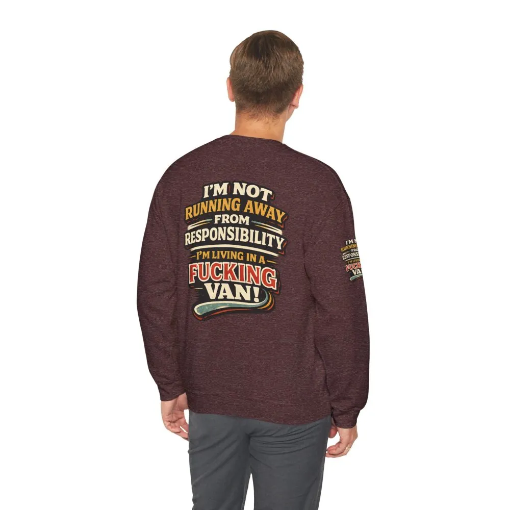 Unisex Heavy Blend™ Crewneck Sweatshirt — "I`m Not running Away" Design F**K-Line