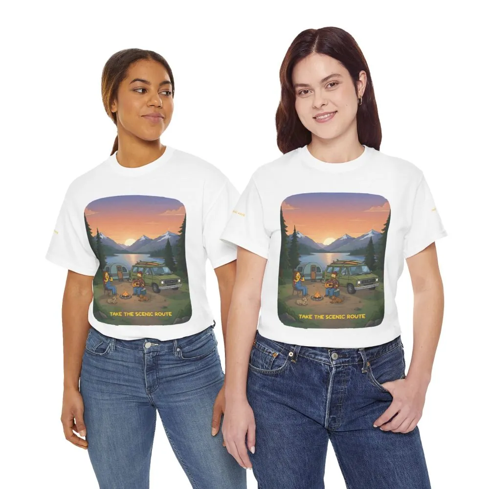 Unisex Heavy Cotton Tee — "Take The Scenic Route" Design Sitcom-Line
