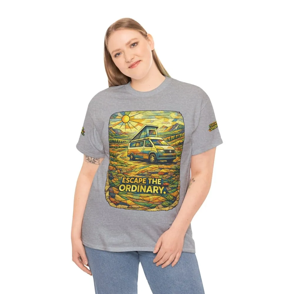 Unisex Heavy Cotton Tee — "Escape The Ordinary" Design Cubic-Line
