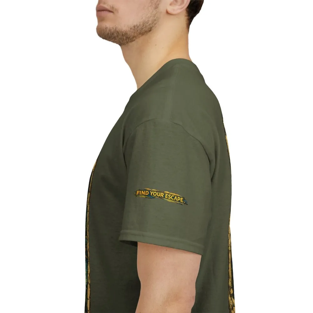 Unisex Heavy Cotton Tee — "Find Your Escape" Design Cubic-Line