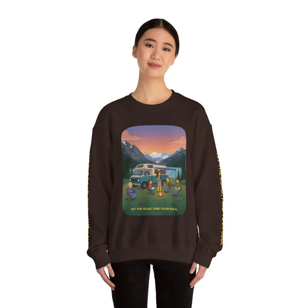 Unisex Heavy Blend™ Crewneck Sweatshirt — "Hit The Road-Find Your Soul" Design Sitcom-Line