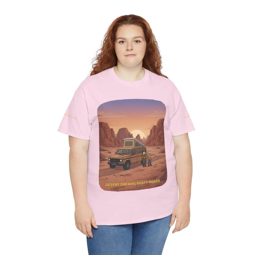 Unisex Heavy Cotton Tee — "Desert Dreams Dusty Roads" Design Sitcom-Line