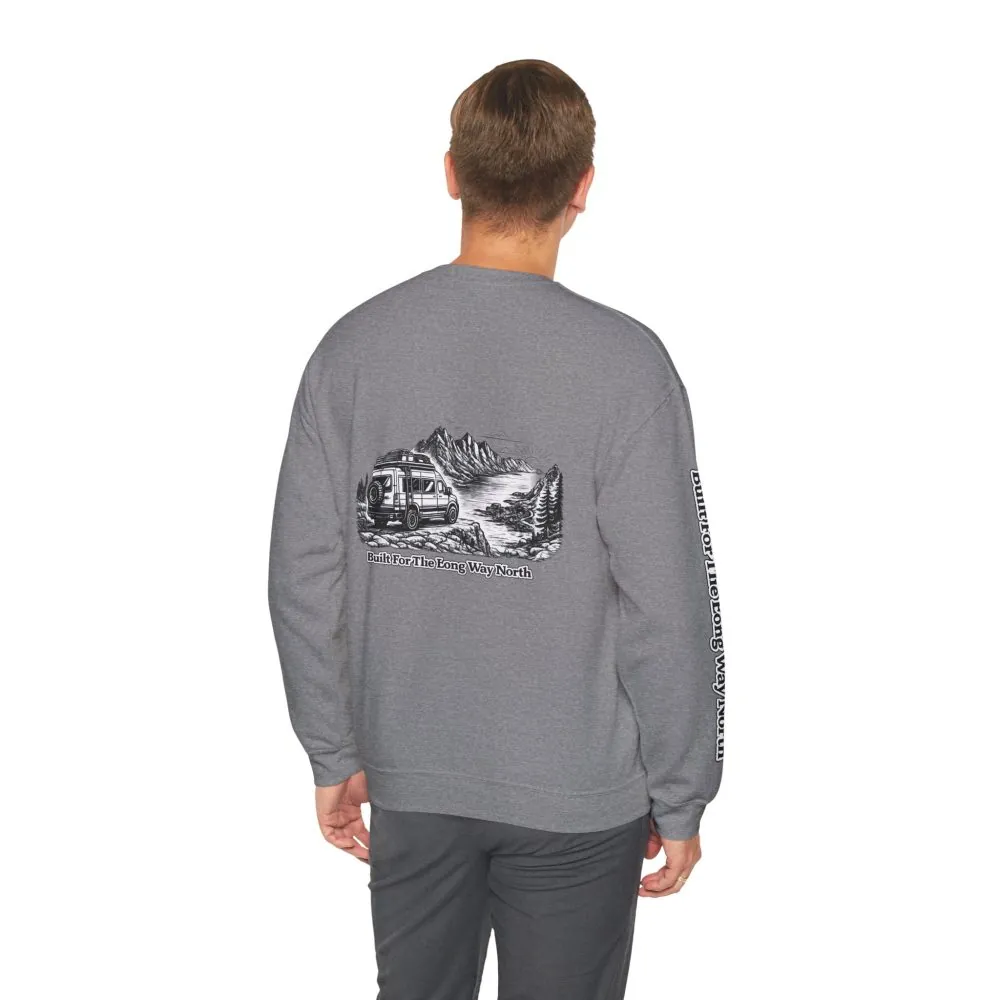 Unisex Heavy Blend™ Crewneck Sweatshirt — "Built For The Long Way North" Design Minimal-Line