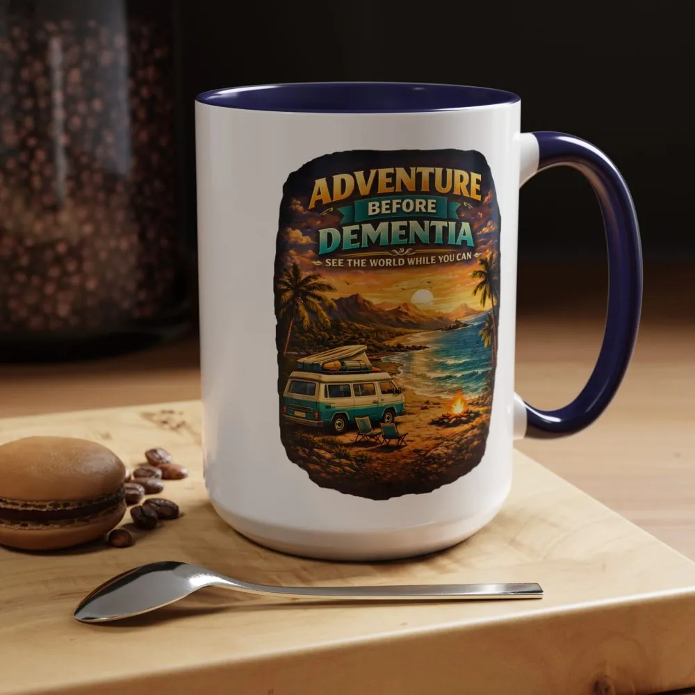 Accent Coffee Mug (11, 15oz) — "Adventure Before Dementia" Design Scenic-Line