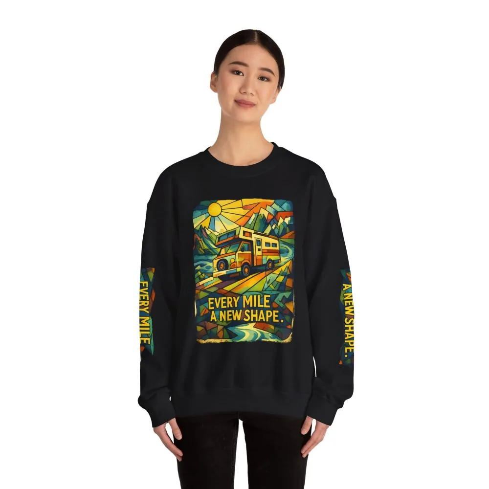 4190845065051245490_2048.jpeg Unisex Heavy Blend™ Crewneck Sweatshirt — "Every Mile A New Shape" Design Cubic-Line