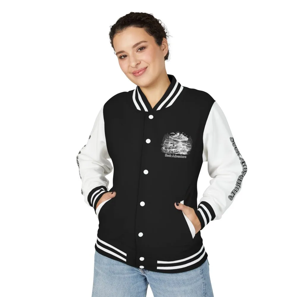 Unisex Heavyweight Letterman Jacket — "Seek Adventure" Travel Varsity Coat