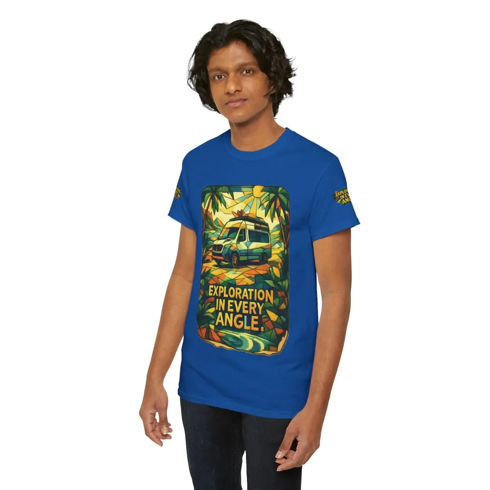 Unisex Heavy Cotton Tee — "Exploration In Every Angle" Design Cubic-Line